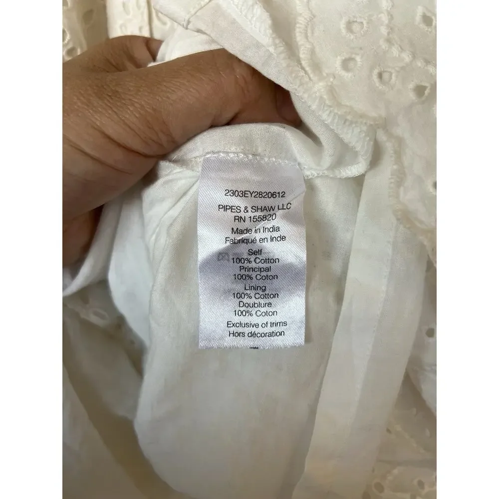 NEW Veronica Beard Kylan Eyelet Lace Cotton Mini Shirtdress White size 8 #D7035 - Picture 6 of 8
